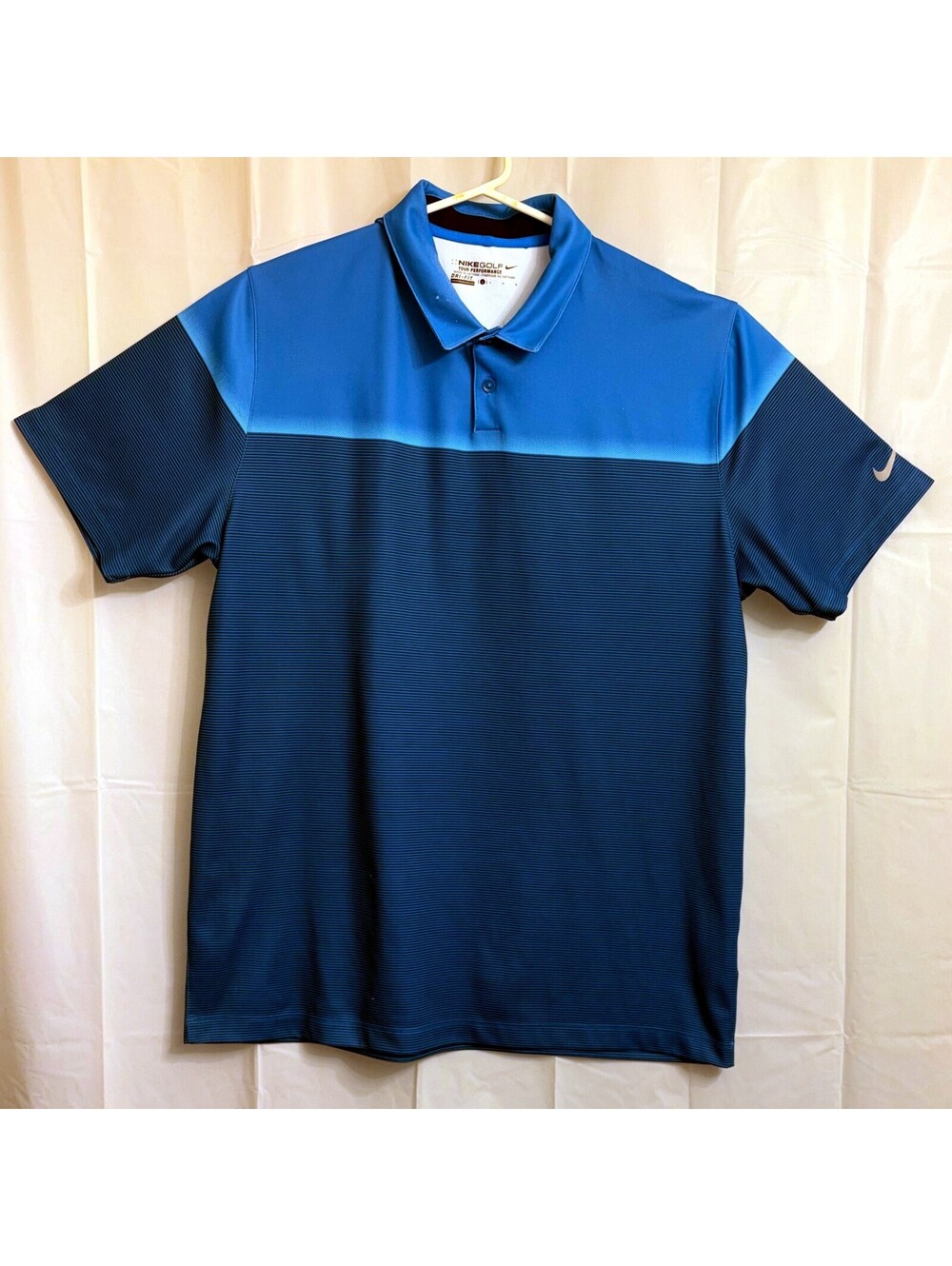 Nike Golf Men's Golf Polo Shirt Large L Two-Tone Blue Polyester Dri-Fit